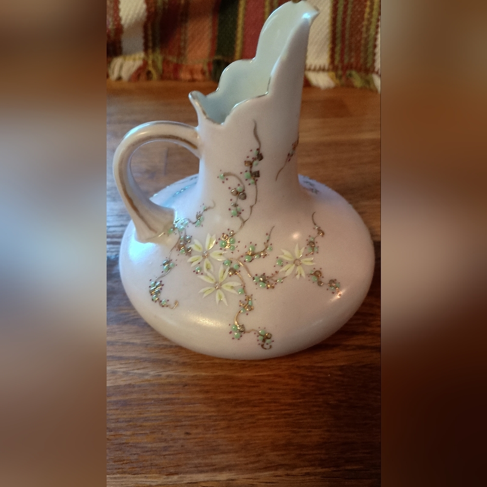 3/$15 Delicate Floral Moriage, Mori-enamel Japanese Pitcher Ewer